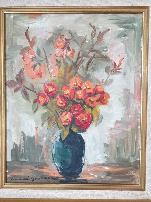 Oil on canvas, bouquet of flowers, Madé Gourdon