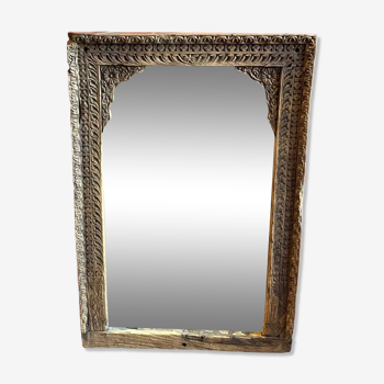 Mirror in teak wood frame, India Rajasthan, 18th