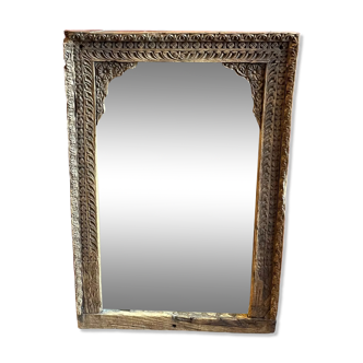 Miroir en bois de Teck 18éme, Inde Rajasthan