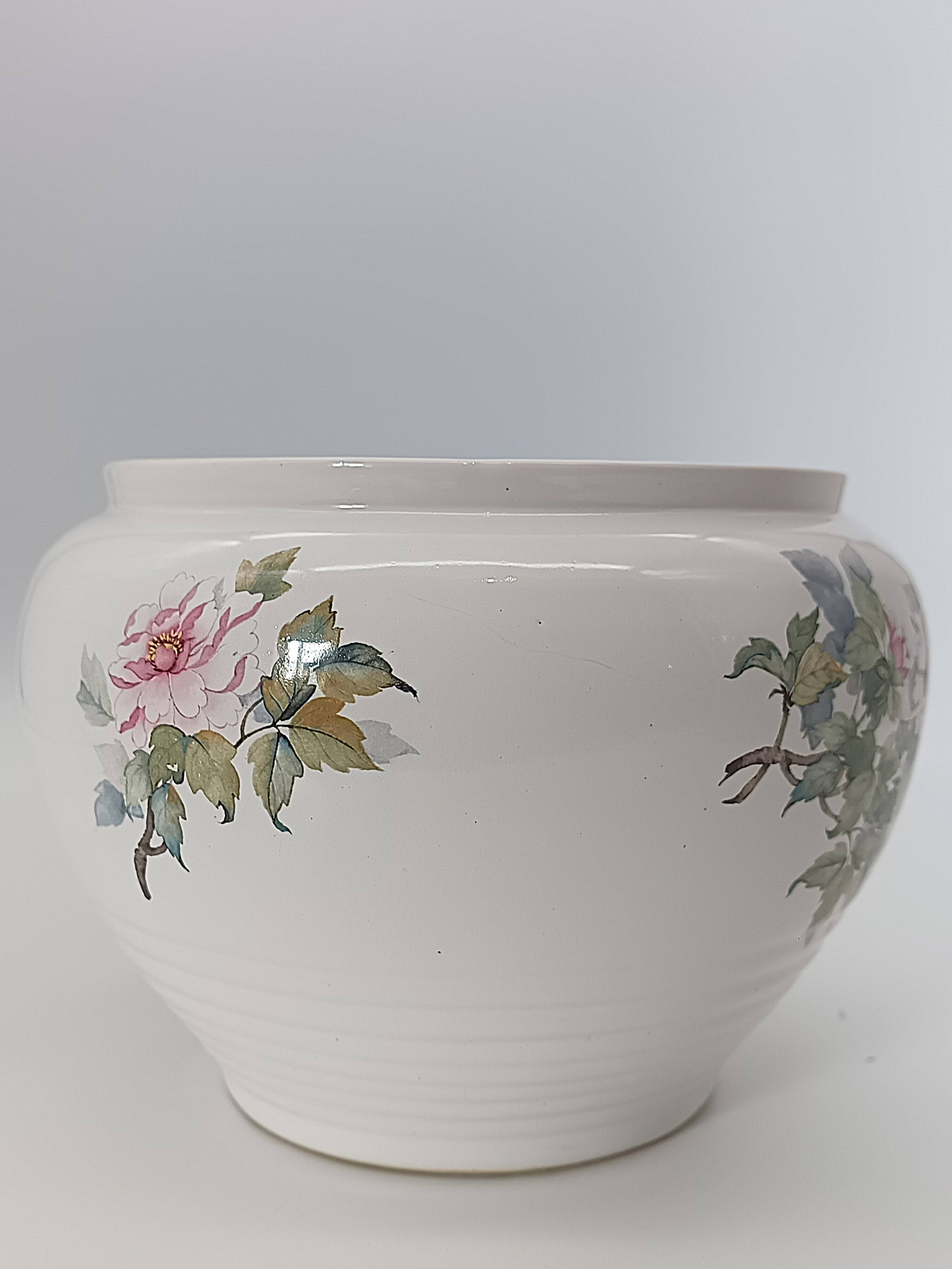 Vintage Ceramic Cache-Pot Bouc-Cérame France – Peony Decor