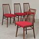 Set of 4 red dining chairs by Antonin Suman for Interier Praha.