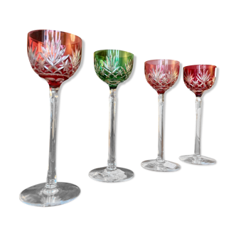 4 polychromed Saint-Louis Chantilly crystal glasses