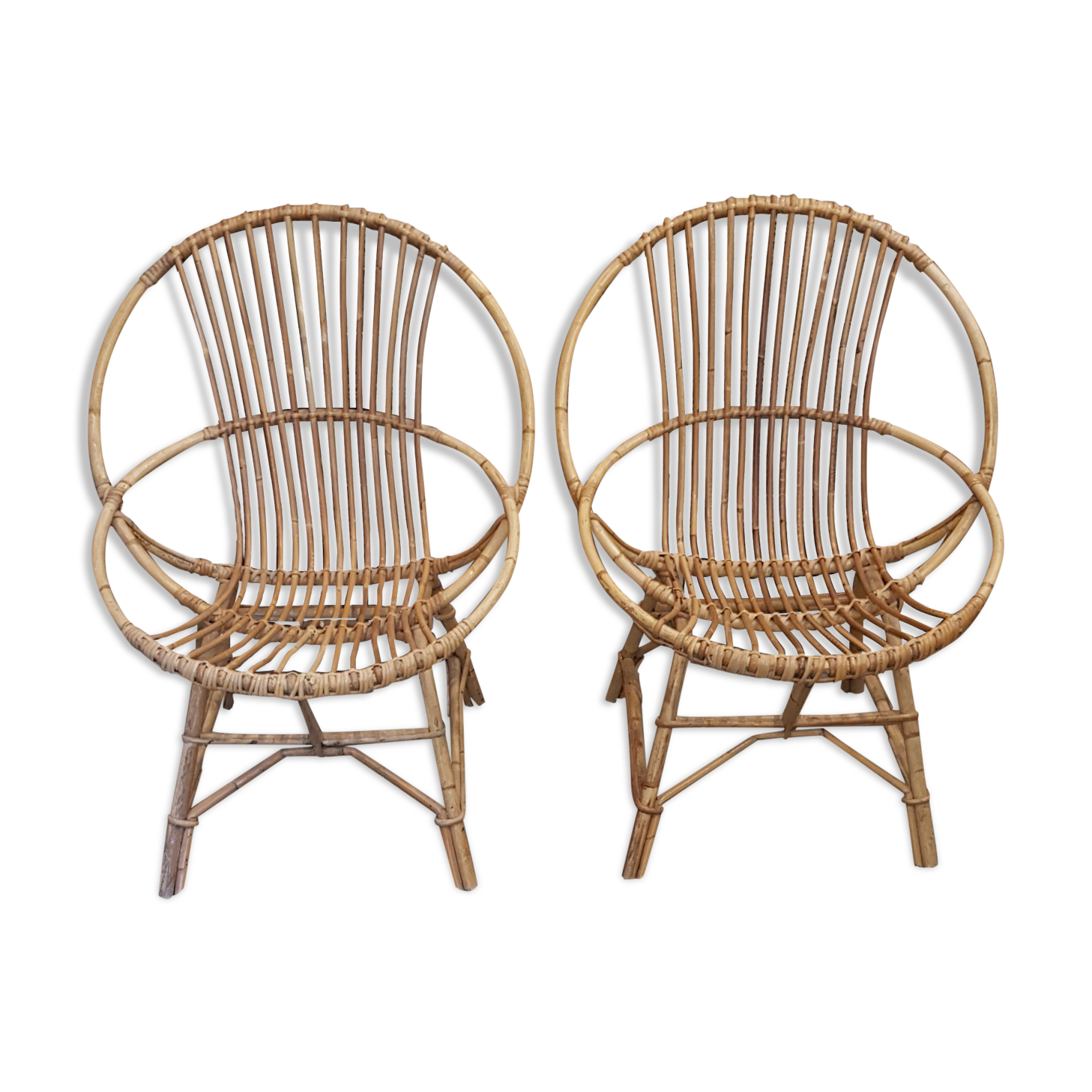 Pair of rattan armchairs