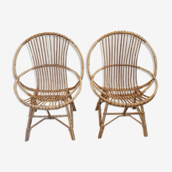 Pair of rattan armchairs