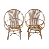 Pair of rattan armchairs
