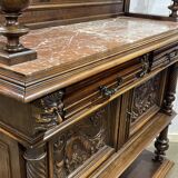 Gothic walnut sideboard with marble top, early 20th century