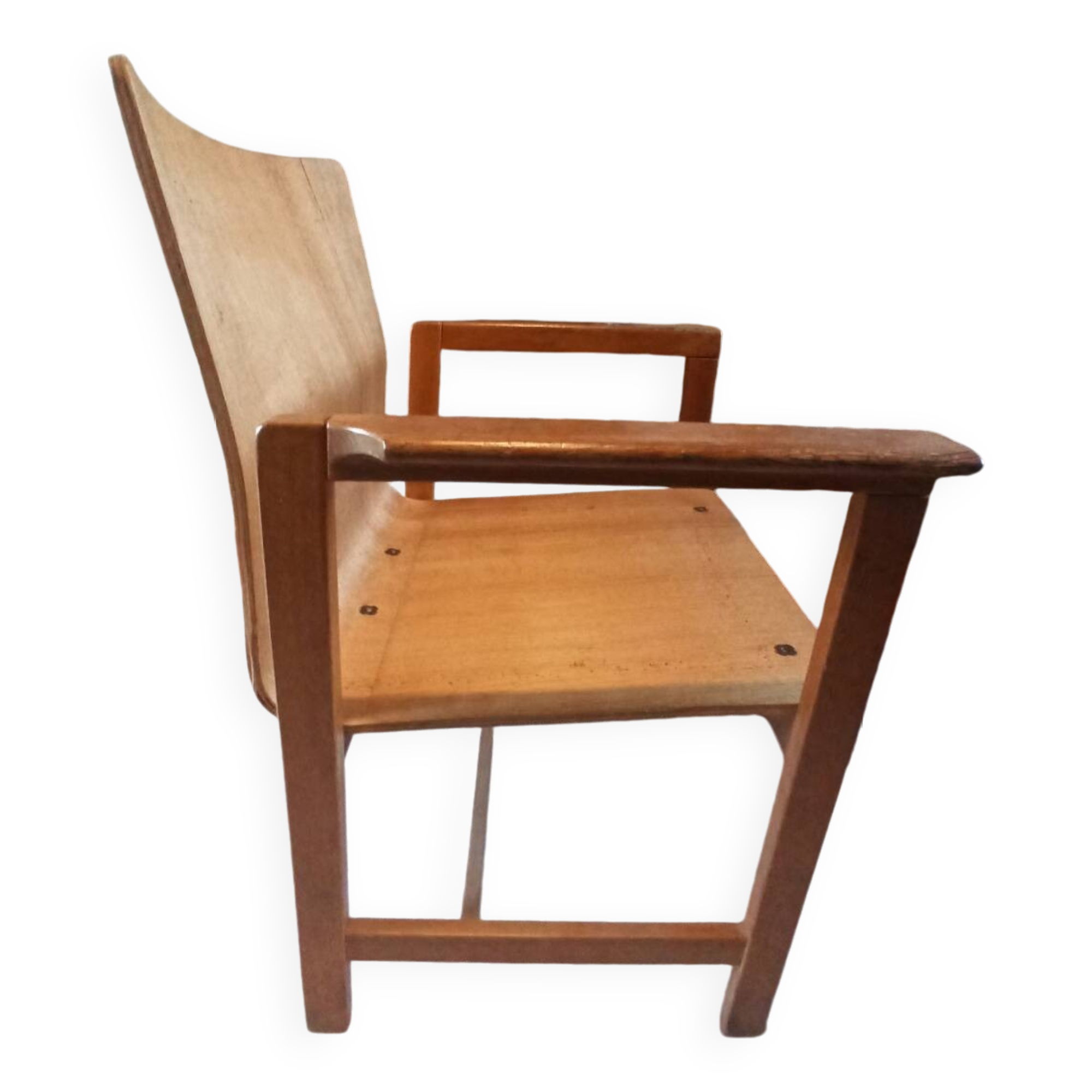 Fauteuil en chêne clair et contreplaqué moulé scandinave