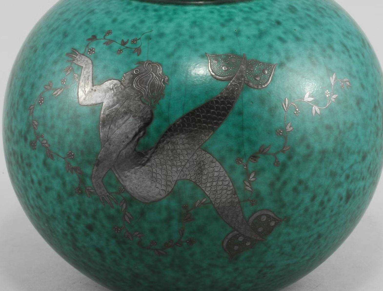 Wilhelm kage vase in ceramic "argenta" gustavsberg sweden 1940s marked