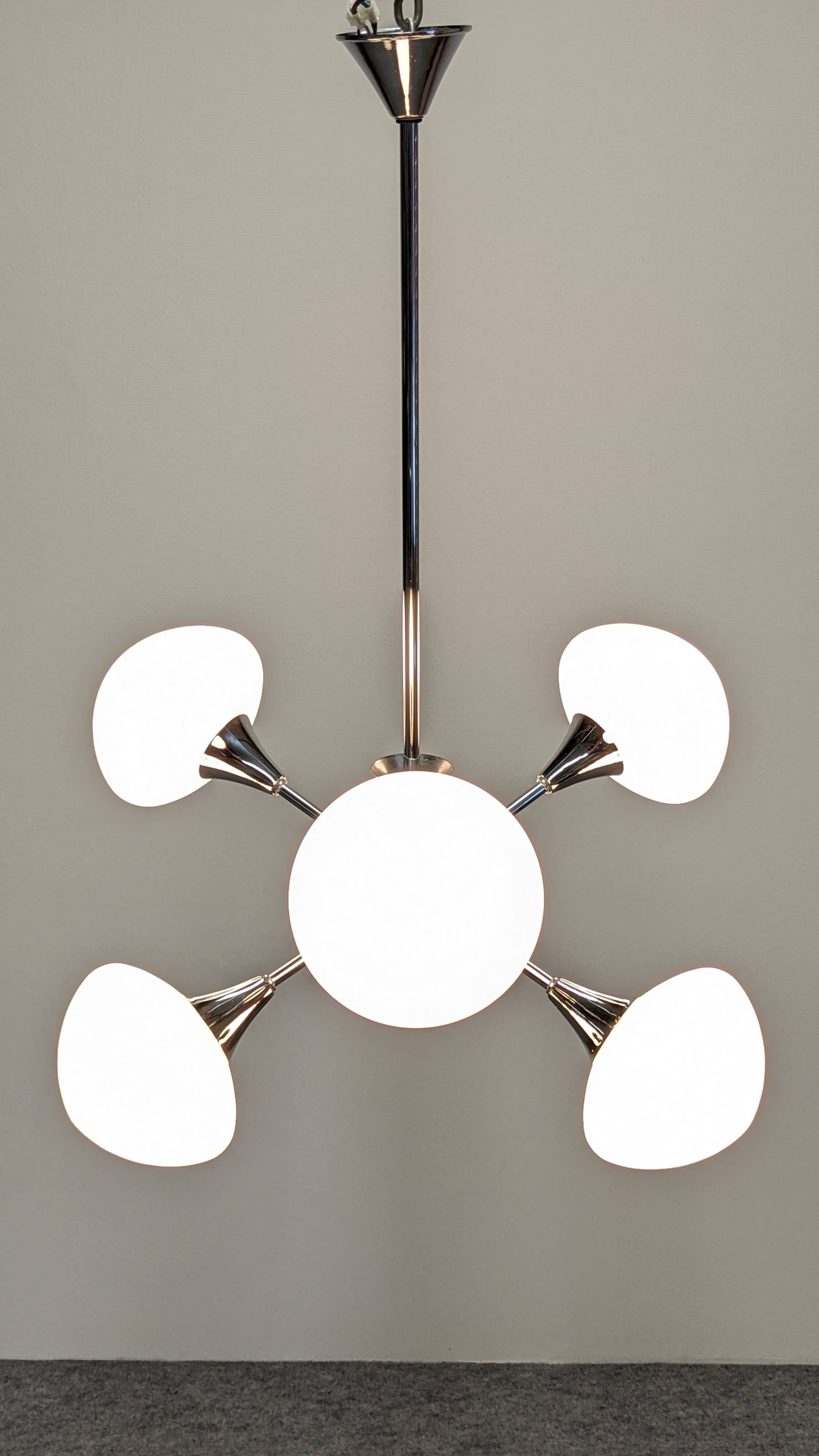 Space Age Sputnik chandelier with 6 lights, 50s-60s