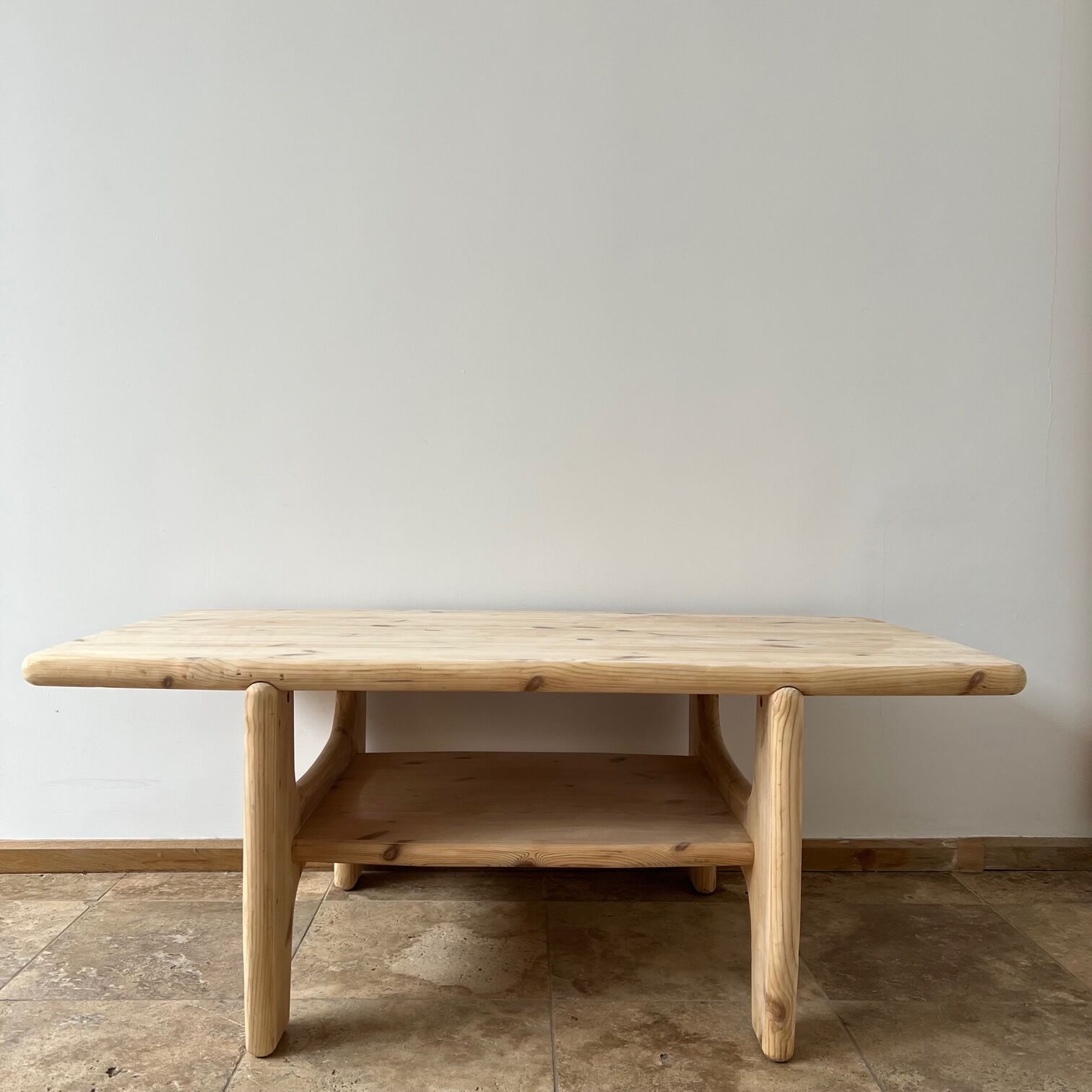 Danish mid-century free form pine coffee table