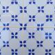 Vintage wood and blue ceramic tile coaster and bottle coaster set