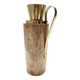 Turned Beech and Parchment Thermos / Jug by Aldo Tura for Macabo, Italy
