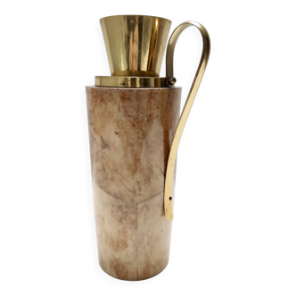 Turned Beech and Parchment Thermos / Jug by Aldo Tura for Macabo, Italy