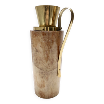 Turned Beech and Parchment Thermos / Jug by Aldo Tura for Macabo, Italy