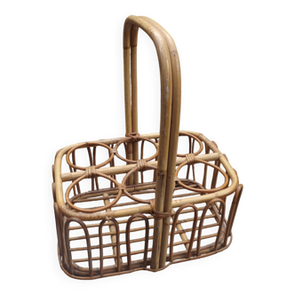 Rattan bottle holder 60s vintage