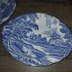 Porcelaine Lunéville - 2 petits plats paysage bleu