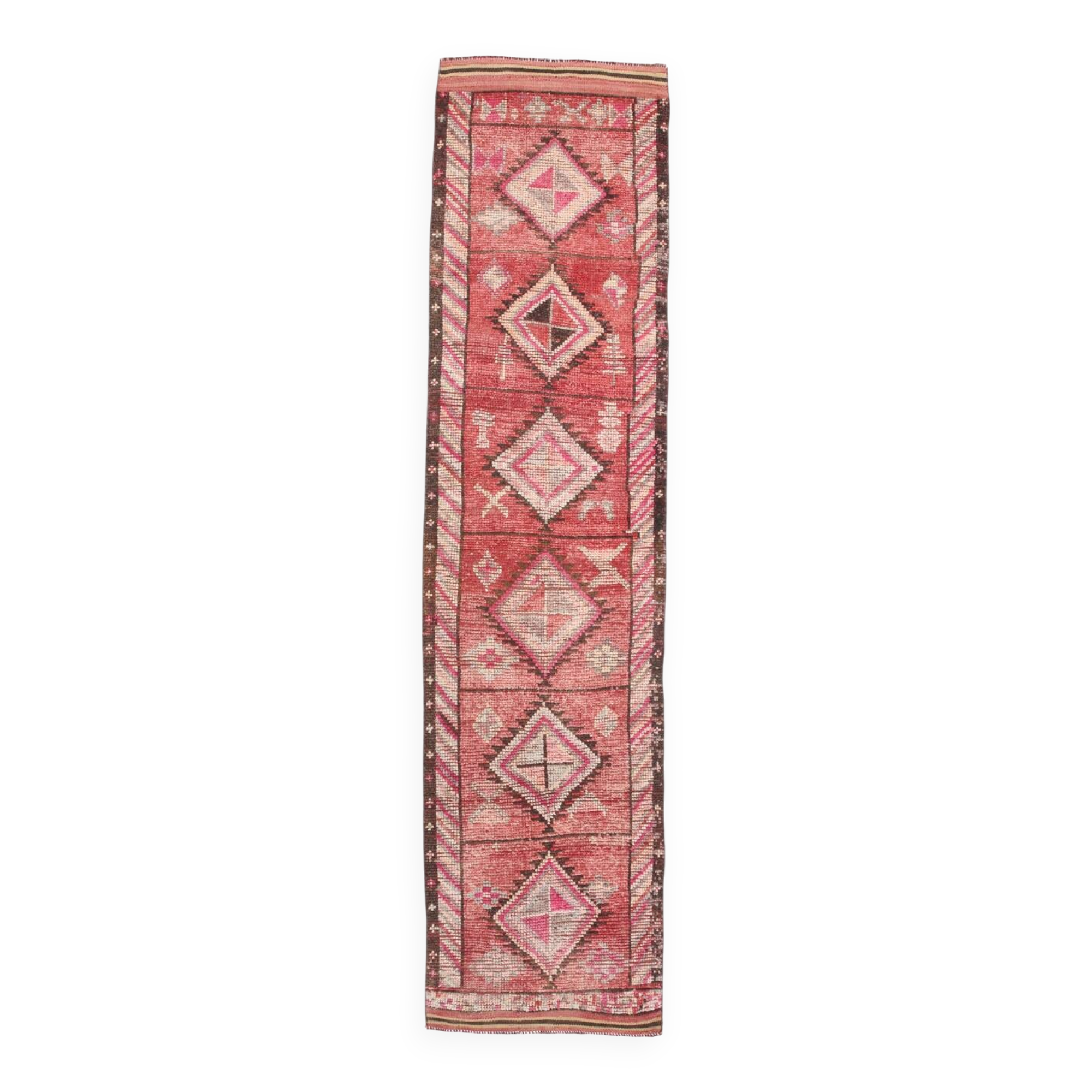 Modern Mid Century Turkish Vintage Runner Rug, 83x337 Cm