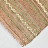 6x8 Light Green Brown Turkish Kilim Rug, 173x260Cm