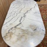 Authentic bistro table with white marble and cast iron from the early 20th century.