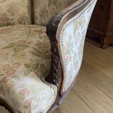 Sofa set + 2 armchairs in solid oak carved in Louis XVI style