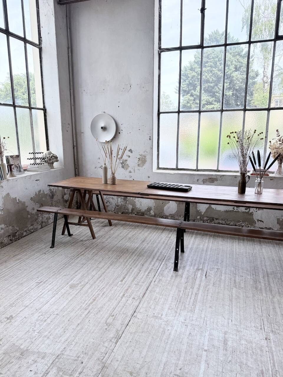 XXL trestle farm table 4m and its benches
