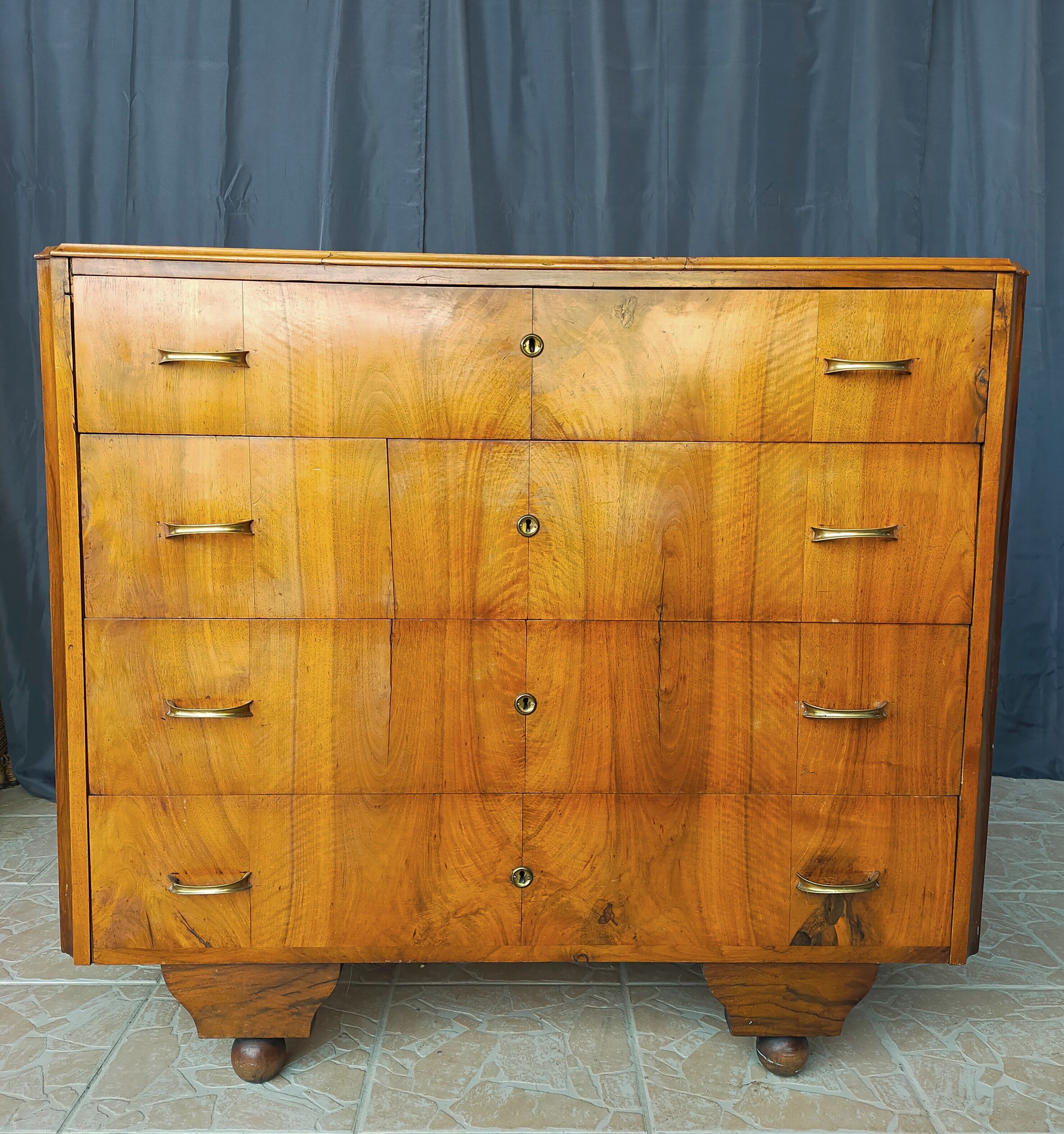Art Deco walnut chest of drawers