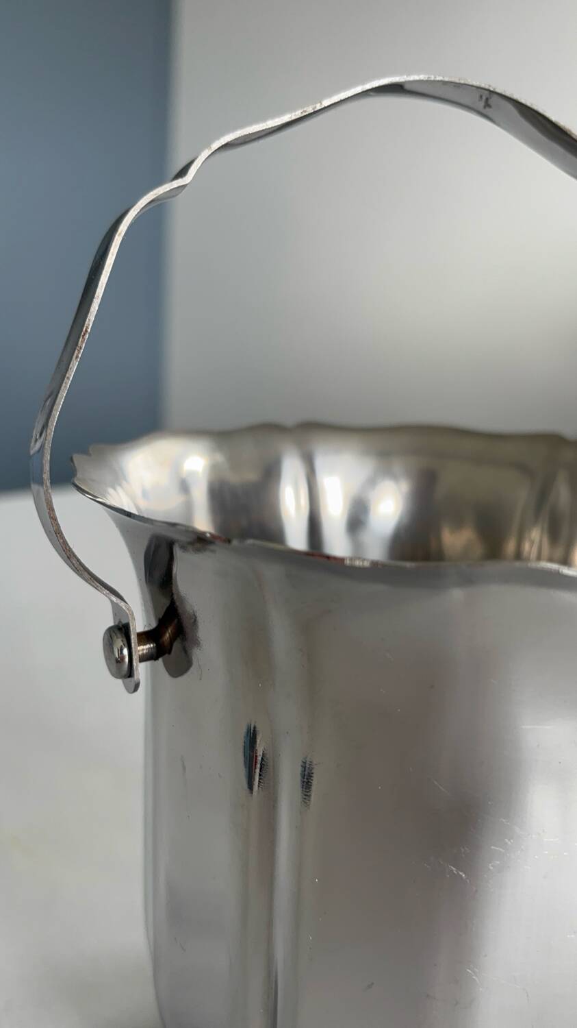 Vintage Guy Degrenne stainless steel ice bucket – tulip-shaped ice tray – ba
