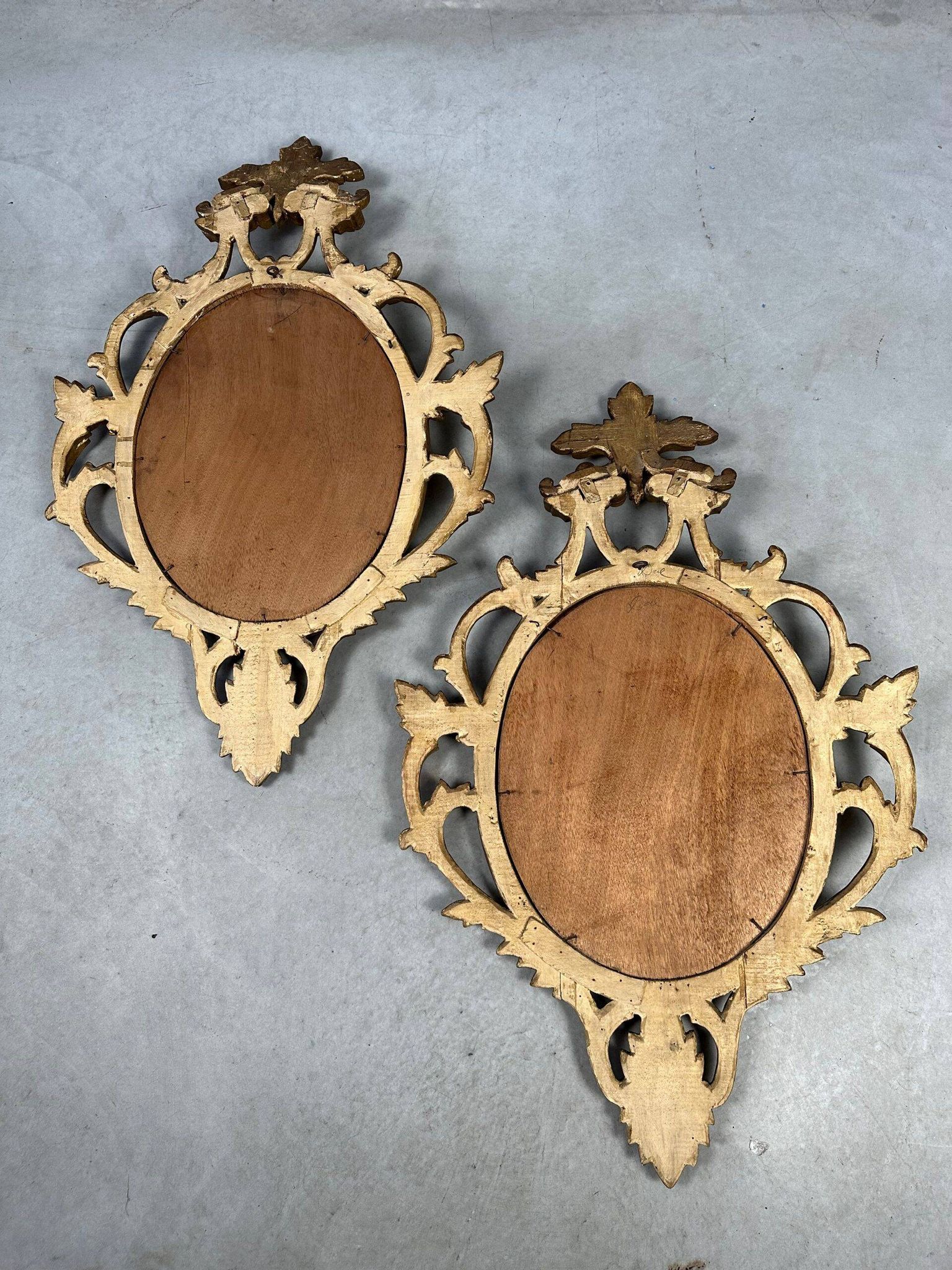 2 miroirs anciens – bois et feuille d'or