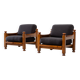 Set of two pine lounge chairs