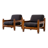 Ensemble de deux chaises longues en pin