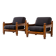 Set of two pine lounge chairs