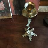 Brass flower candlestick