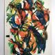 Composition abstraite orange et verte, gouache sur papier, 1989