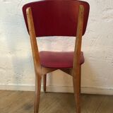Lot of 4 vintage chairs in red skai