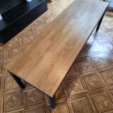 Large oak and steel bench