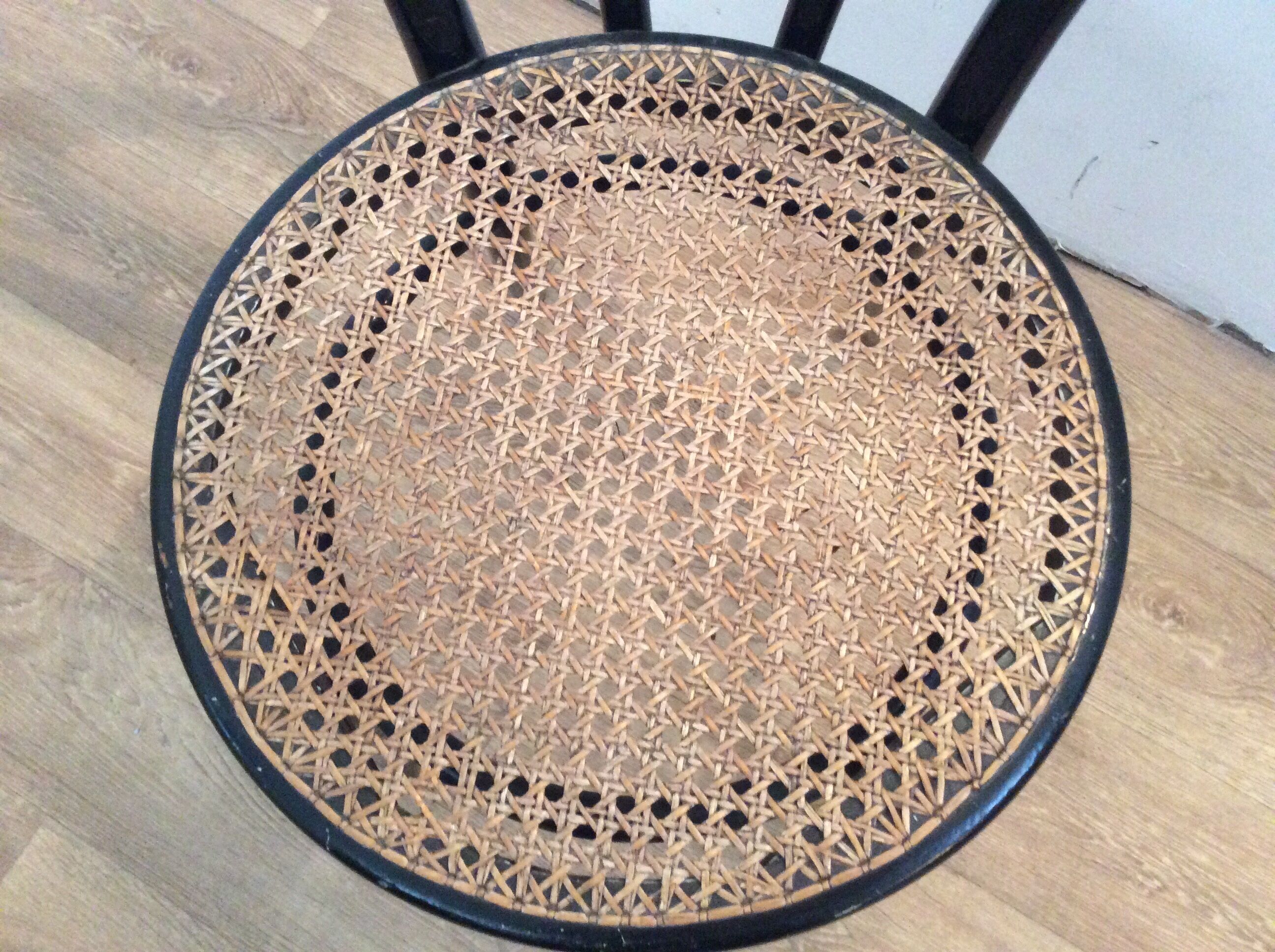 Thonet bistro chair in black wood and canning