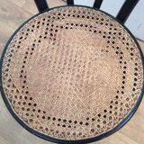 Chaise bistrot Thonet en bois noir et cannage