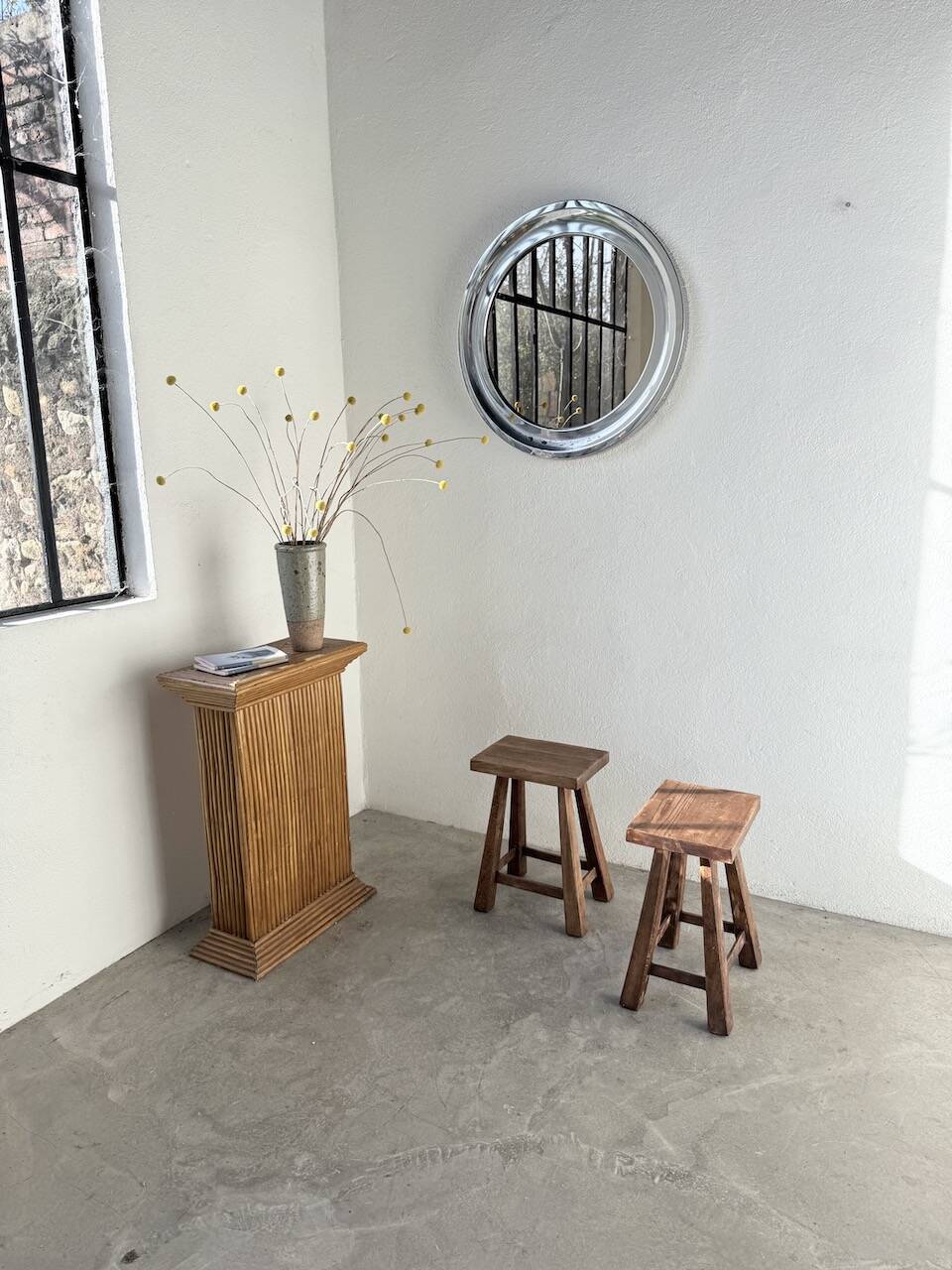 Pair of oak stools from the 1960s.