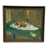 Mid-Century Oil on Panel “ Still Life” by GI, Signed, Vintage & Framed 33x30cm