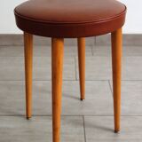 Baumann low stool from the 60s in brown leatherette