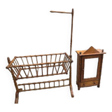 Set consisting of 1 cradle and 1 doll wardrobe