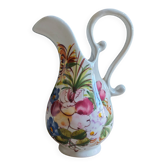 Vintage Ceramic Jug Hand-Painted Multicoloured Floral Decor, Ewer