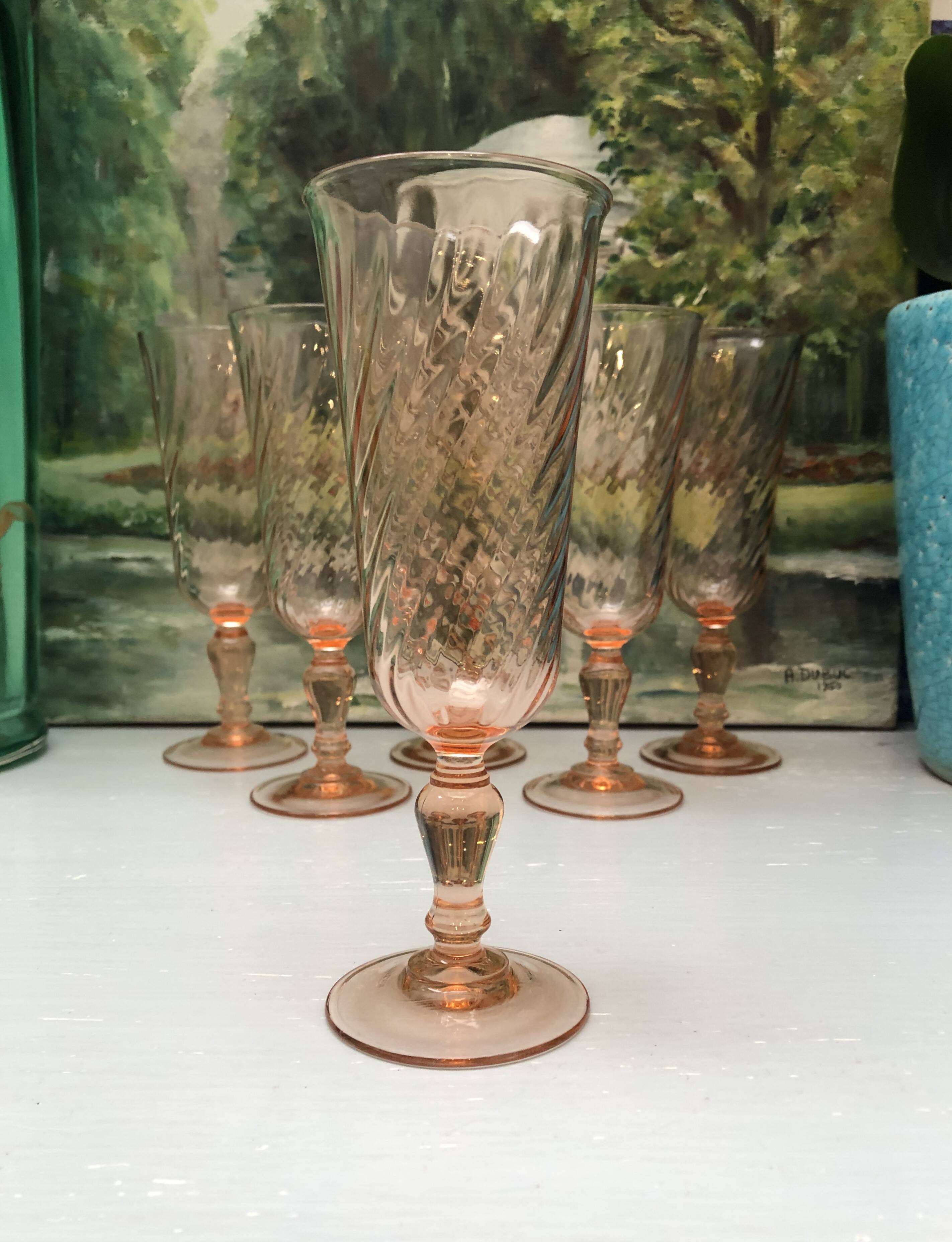 Vintage Rosaline Champagne Flutes