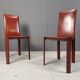 Red leather dining chairs by De Couro Brazil, 1980s - set of 4