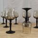 11 vintage black foot smoked twisted water glasses