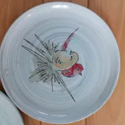Glazed ceramic plates, signed Camos Vallauris.