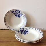 4 assiettes creuses bleues Badonviller