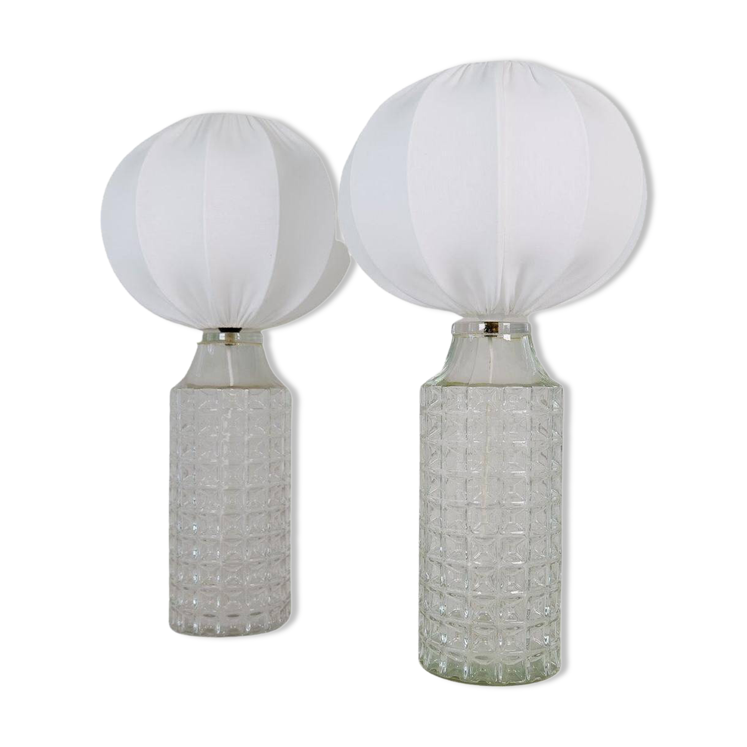Mid-century modern large glass table lamps by Orrefors, Sweden, 1970s.