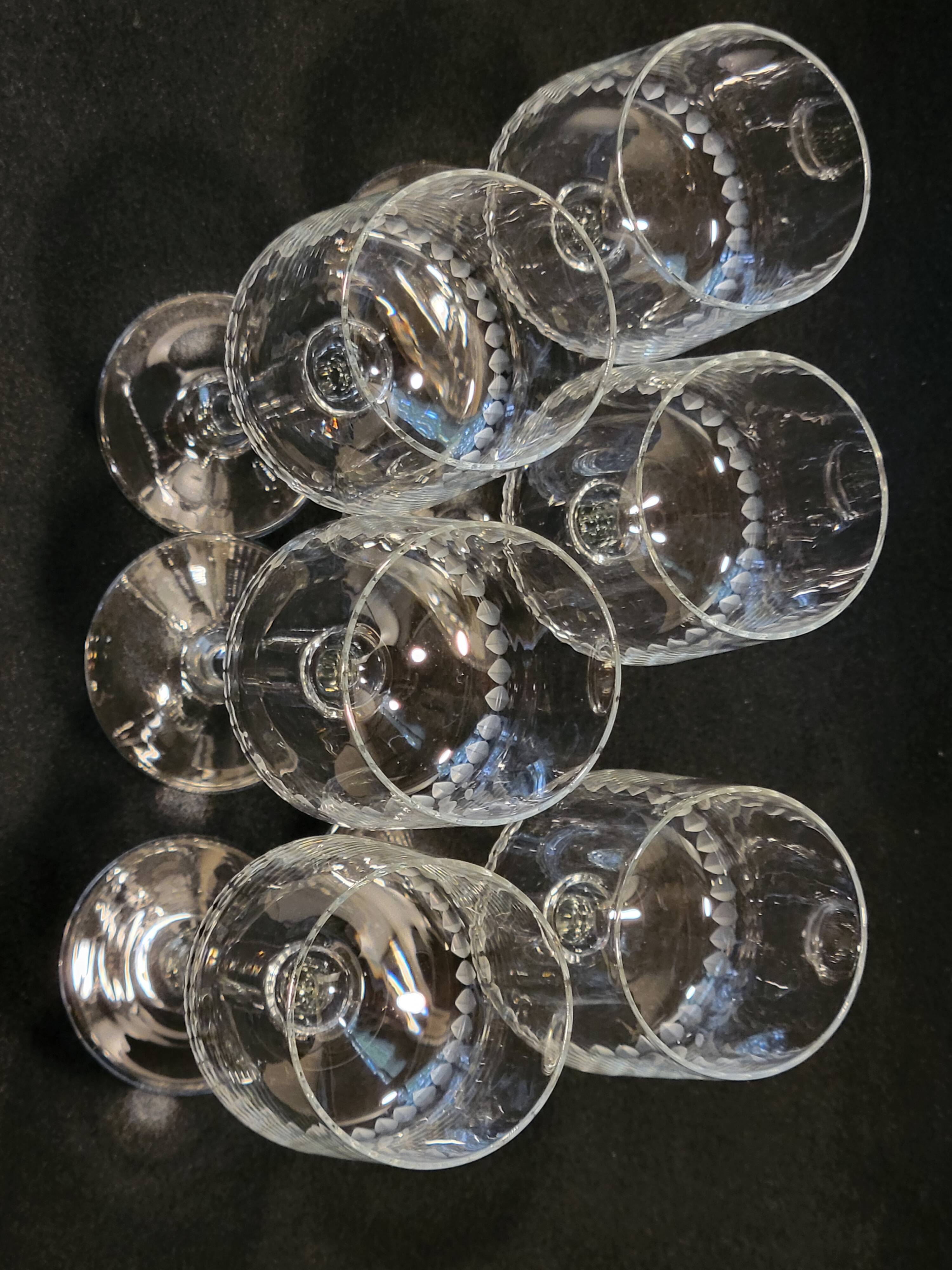 6 old Porto glasses in spear-cut crystal