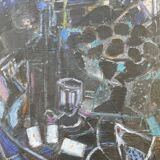 Tableau peinture moderne nature morte jeu de cartes